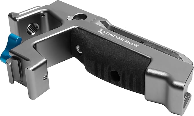 KONDOR BLUE | Talon XL Top Handle with Trigger REC for Cameras | NATO Rail, Arri mounts, Cold Shoes, Remote Start/Stop REC Button, Molded Rubber Grip, & Bubble Level | Space Gray