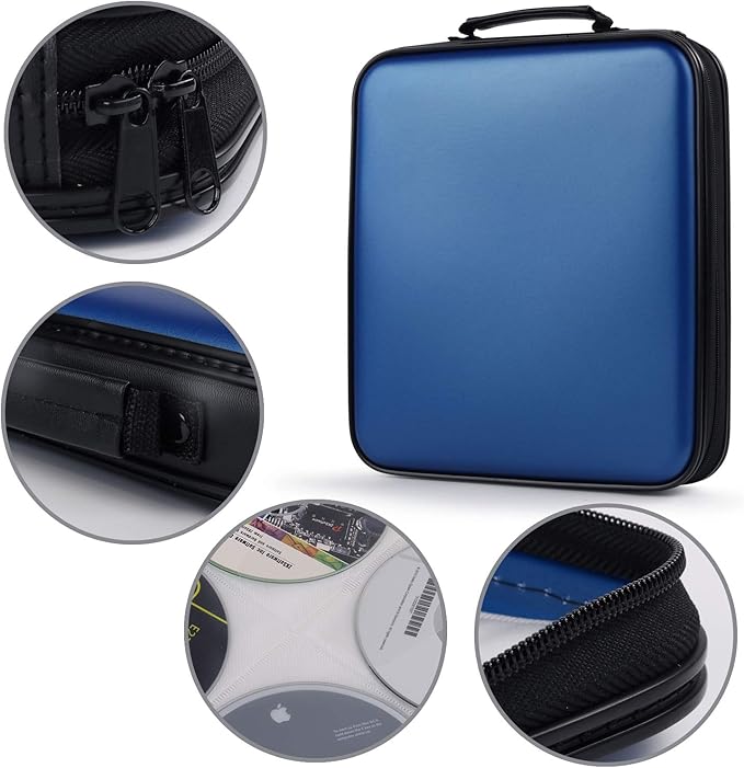 DVD Storage CD Case Holder: 160 Capacity CD Sleeves Black Disc Cases Binder for Car - CD Hard Organizer Box - Large DVD Wallet for Movie/Music/Game & Portable CD Book