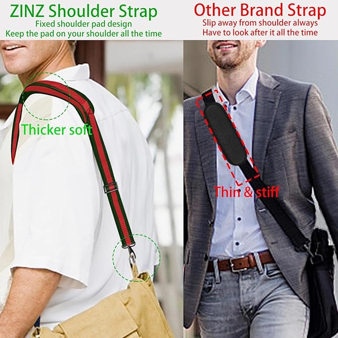 ZINZ Shoulder Strap 58" Ultra-Thick Fixed Padded and Adjustable Buckles Crossbody Strap for Briefcase Laptop Bag Luggage