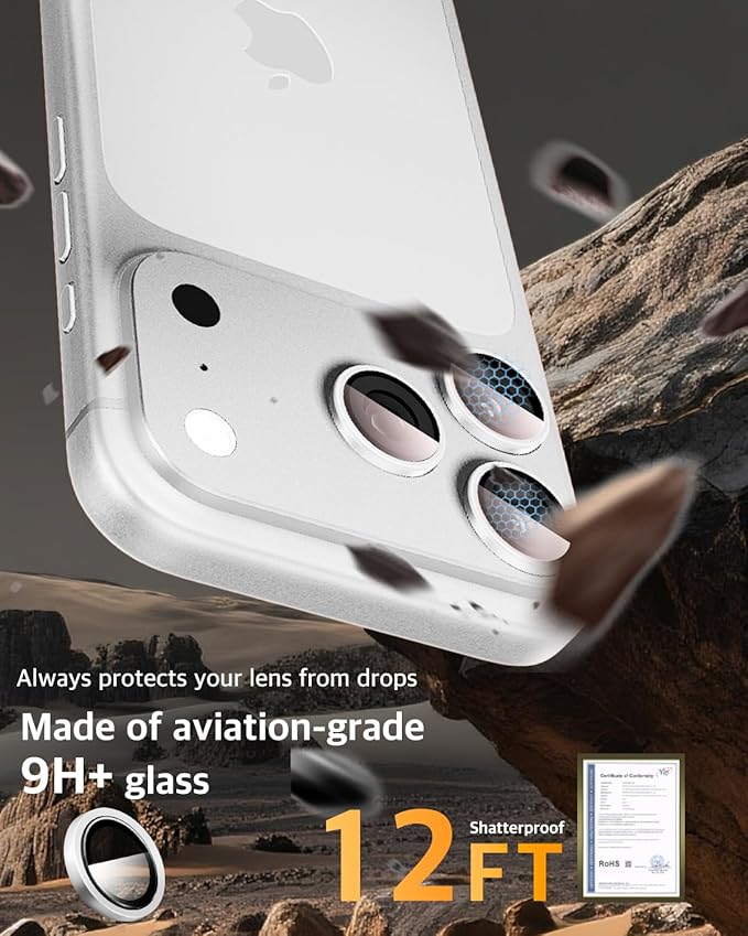 Compatible with iPhone 17 Pro Max/17 Pro Camera Lens Protector-1:1 Invisible Fit,Ultra Clarity,Military-Grade 11H+ Aerospace Glass,Anti-Scratch & Easy Installation-Silver