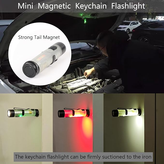 3 Pack Rechargeable Keychain Flashlight, 300 Lumens USB C Rechargeable EDC Flashlights, Portable Small Mini Tiny Led Flashlight with Pocket Clip for Camping, Hiking, Emergencies Travel