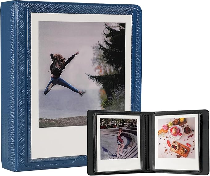 iFreak Polaroid Photo Album Book Fits For Fujifilm Instax Wide Square Picture Album, Holds Square Instant Square SQ1 SQ6 SQ10 SQ20 Camera Film Polaroid 600 i Type 3.5x4.25 inch Film (Marine Blue)