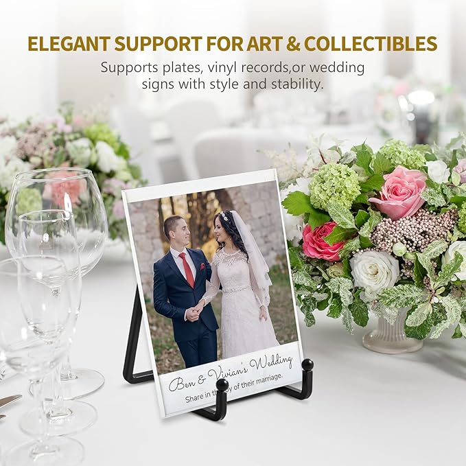 Plate Holder Easel Display Stand - 4.5 inch Metal Plate Stands for Display - Tabletop Picture Stand - Black Iron Easels for Display Pictures | Photo Frames | Book | Decorative Plates | Plaque -4 Pack
