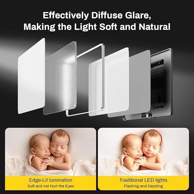 RALENO LED Video Light Panel, Camera Light for Video Conference Recording with 4000mAh Battery Type-C USB Ports, CRI>95 2500K-6500K Photo Lights for Outdoor Photography Live Streaming Zoom Call