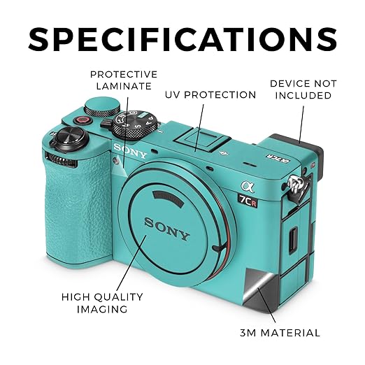 Camera Skin Compatible with Sony Alpha 7CR Camera (2023) - Solid Turquoise - Premium 3M Vinyl Protective Wrap Decal Cover - Easy to Apply | Crafted in The USA by MightySkins