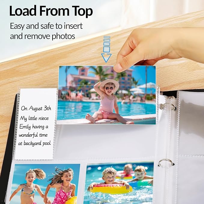 Fabmaker 100 Pack 4x6 Photo Sleeves for 3 Ring Binder - 600 Photos, Clear Album Refill Pages, Acid Free Plastic Archival Protector Sleeves, Pages Sheets for 8.5x11 Binder