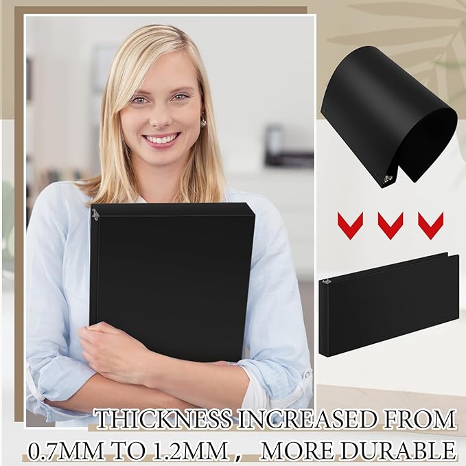 Humyoun 4 Pcs 8.5'' x 14'' Landscape 3 Ring Legal Size Binders 2 Inch Round Ring Binders Heavy Duty Economy Holds 8.5 '' x 14'' Paper for Artwork Blueprints, Office, Home, Work Places (Black)