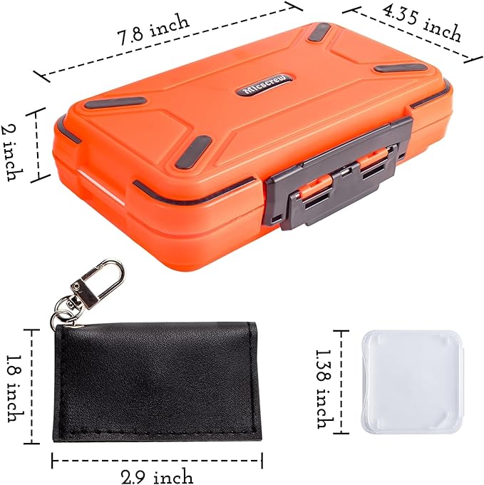 Micscrew 36 Slots Memory Card Case Orange with 36 Transparent Holders & 40 Writable Labels, SD Card Storage Case & Organizer for Camera Memory Cards