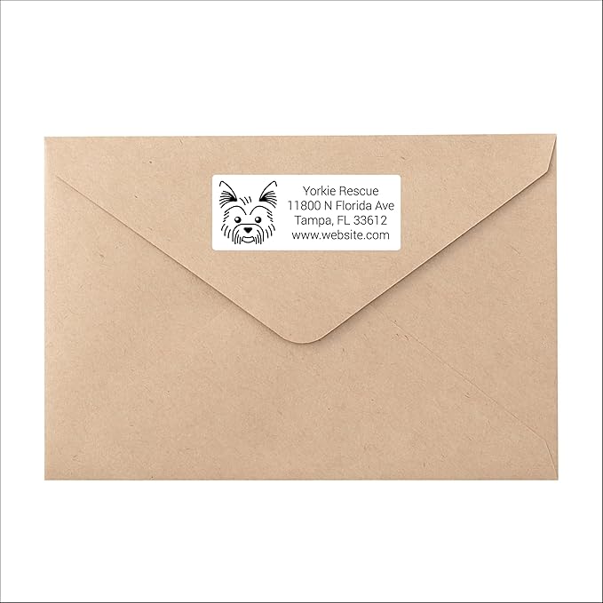 White Home Address Labels - Personalized Return Address Stickers, Custom Printed Mailing Labels for Envelopes, Packages, Wedding, Business (Dog - Yorkshire terrior)