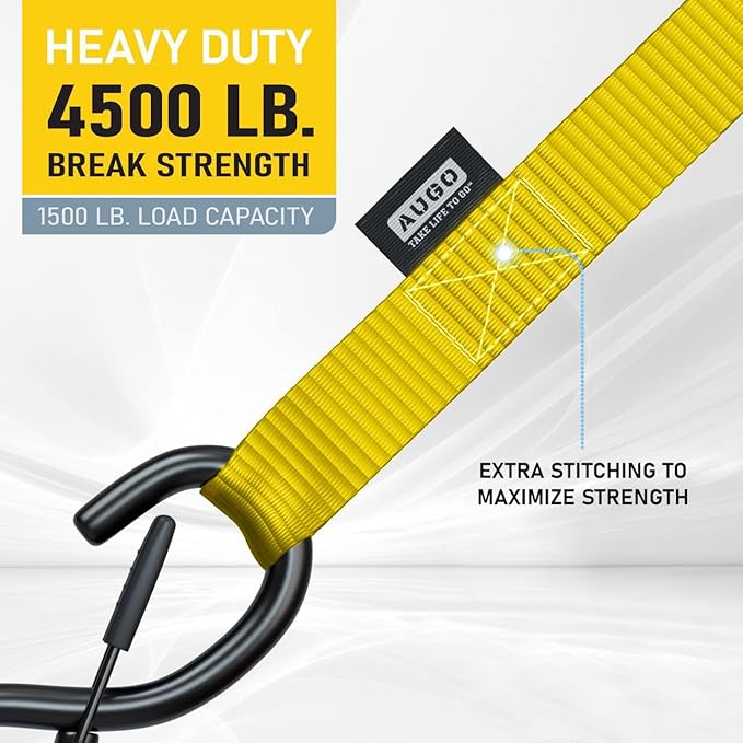 Soft Loop Tie Down Straps - 1,500 Load Capacity & 4,500 Lbs Breaking Strength - 6 Pack - Loops for Securing ATV, UTV, Motorcycles, Scooters, Dirt Bikes, Lawn & Garden Equipment - by AUGO