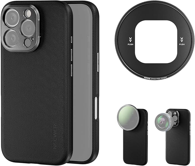 NEEWER Phone Case for 17 Pro, Modular Protective TPU/PC Phone Cover with 67mm Thread Filter Ring, 17mm Lens Backplate, T Mount Lens Adapter Compatible with Moment MagSafe iPhone 17 Pro, PA133