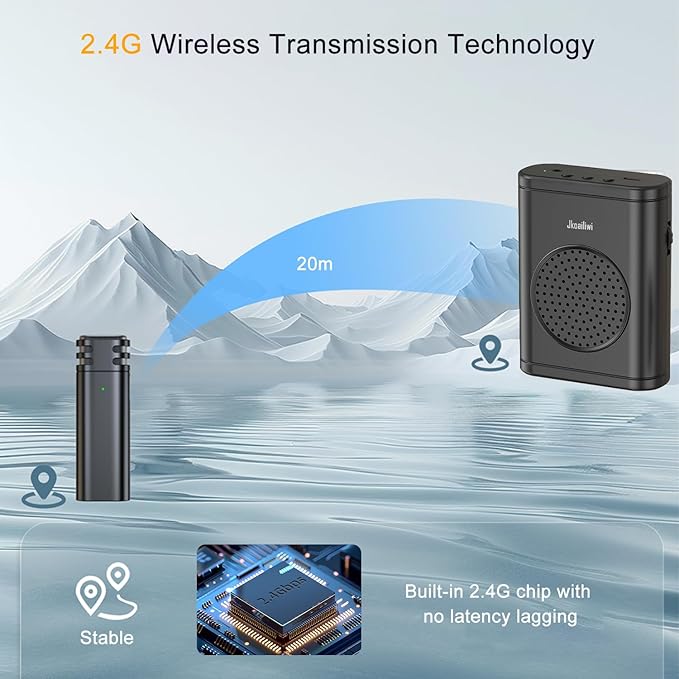 Voice Amplifier with Clip-On Wireless Lapel Mic, [Bluetooth 5.3] Teacher Microphone for Classroom, Portable Wireless Mini Megaphone Speaker PA System for Elderly/Yoga/Public Events/Tours