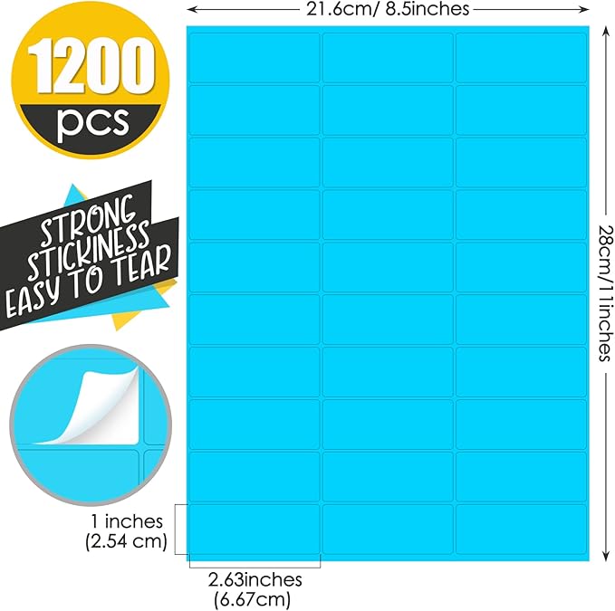Zhanmai 1200 Pieces Assorted Fluorescent Address Labels Neon Fluorescent Colored Labels Printable Address Stickers for Return Mailing Shipping Coding Message(1 x 2.63 Inch)