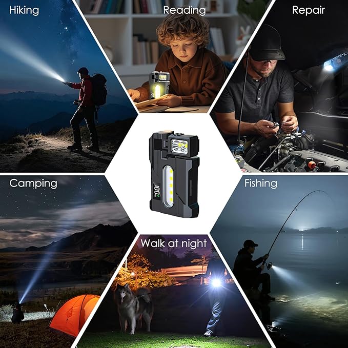 G5 EDC Flashlight – 400 Lumens Super Bright Rechargeable Mini Light with 270°Rotatable Magnet, 3 Modes Dual Light, 1200mAh Portable Flat Pocket Flashlights for Outdoor Camping Daily Carry (1Pcs)