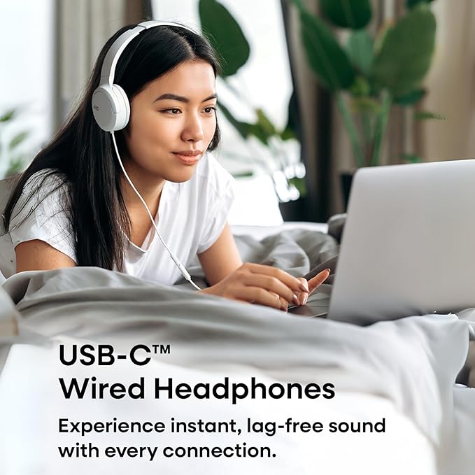 JVC USB-C Wired On-Ear Headphones with Mic – Comfortable All-Day Wear, Clear Calls, Rich Sound – Foldable & Lightweight – Tangle-Free Single-Sided Cable – Great for Gaming & Work from Home