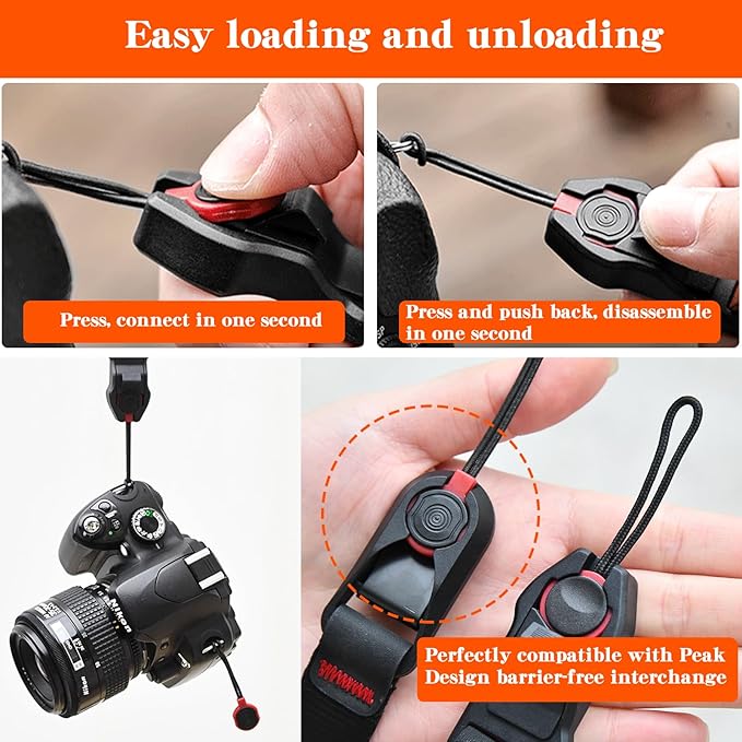 Anchor Connector Suitable for Peak Design Strap 3-Layer Structure Load-Bearing 198 lbs Suitable with DSLR Mirrorless Camera Telescopes (Red)