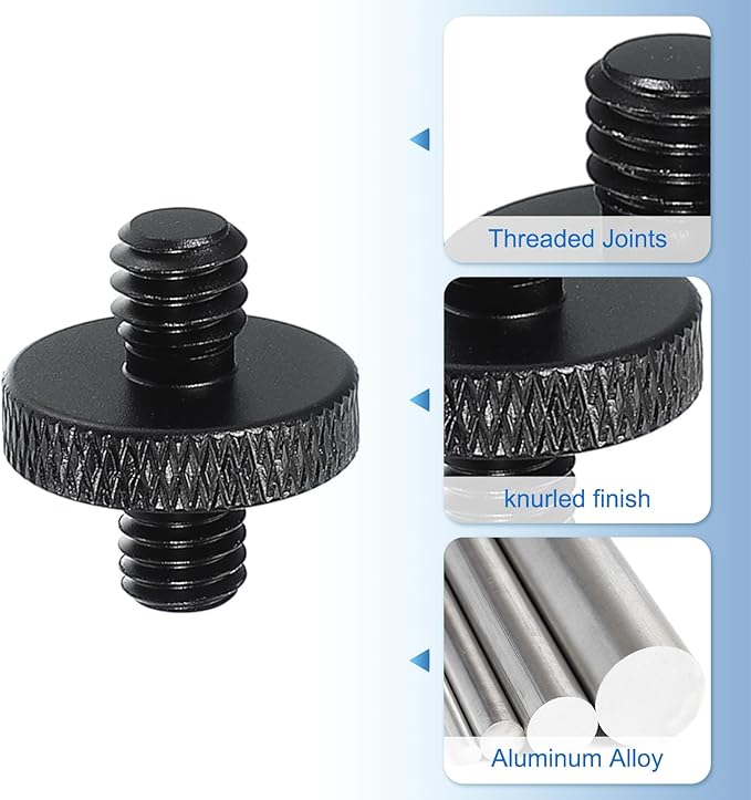 PATIKIL Tripod Screw Adapter 1/4" Male to M6 Male, 2 Pcs Tripod Nut Connectors Camera Mount Screw Camera Double Head Converter for Microphone Holder Magic Arms Accessories, 18 mm