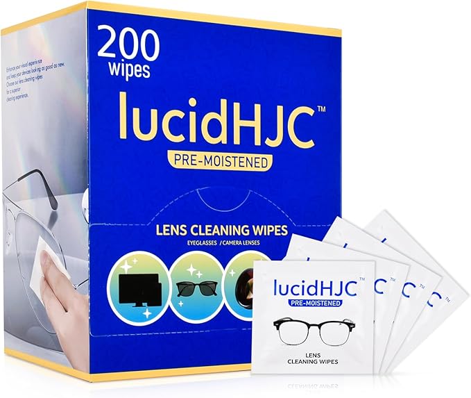 LucidHJC lens wipes for eyeglasses/camera lenses ,and screens of cellphones/ laptops /computers .Cleaning spots or dirts. Wrapped individually paper wipes, Count 200