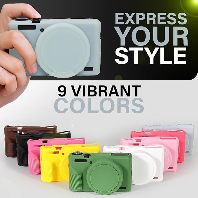 STSEETOP Camera Case for Canon PowerShot G7X Mark III - Protective Silicone DSLR Skin with Lens Cover, Detachable Cage, Shockproof, Dustproof (Jelly Green)