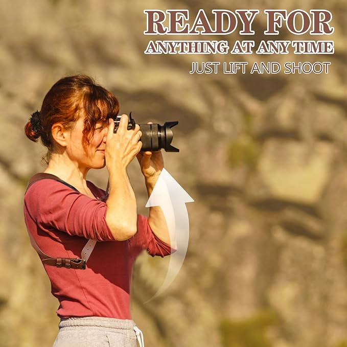 Bebaimis Dual Camera Harness Strap for Two-Cameras,Dual Shoulder Leather Camera Strap,Double Camera Harness for DSLR/SLR