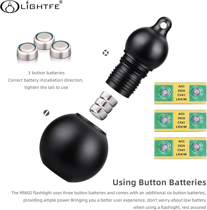LIGHTFE Mini Flashlight Keychain Jewelry Mini Light Handheld Emergency Light (Mini02 Black)