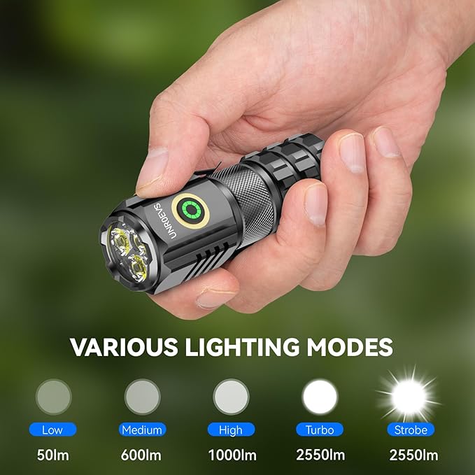 XC06 Mini Flashlight Rechargeable,Pocket Flashlight with Magnet,Super Bright Small Compact Flashlight,5 Modes EDC Flashlight for Camping,Emergency. (1, Black)