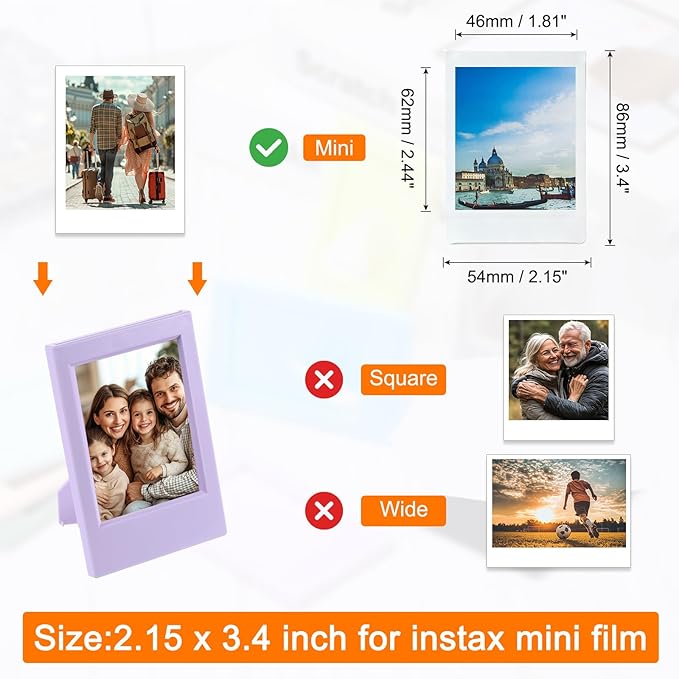 uxcell 5 Pcs Mini Picture Frames 2.4 x 3.6 Inch Rectangle Small Picture Photo Frame Holder for Tabletop Display Photos Paintings Landscape Posters Artwork, Purple