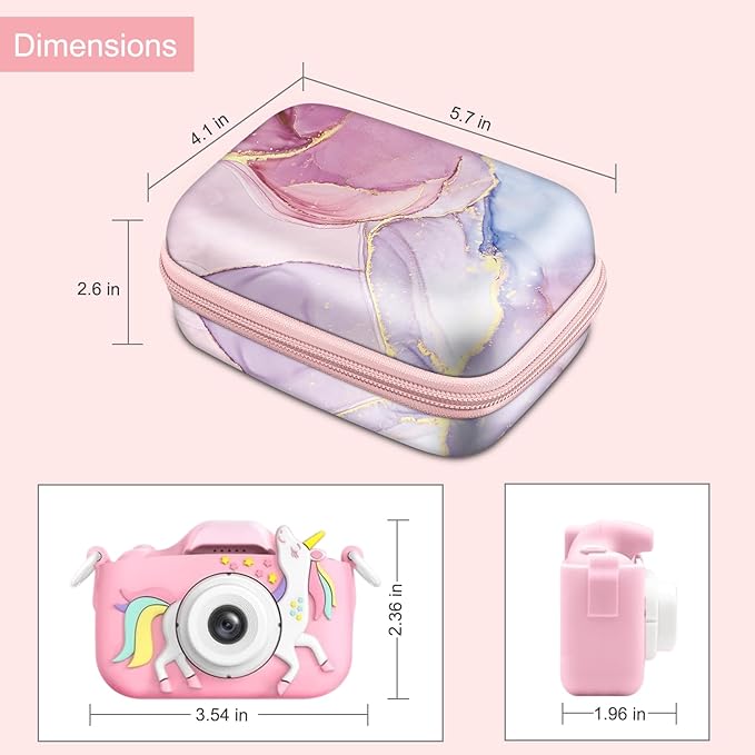 FINTIE Kids Camera Case Compatible with Goopow/Seckton/Dylanto/Mgaolo/Masterbee/CIMELR/Desuccus Kids Digital Camera Toys, Children Carrying Bag, Birthday Festival Gift, Dreamy Marble