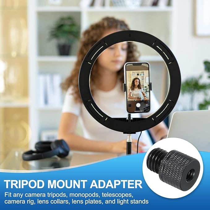 PATIKIL Tripod Screw Adapter 1/4" Female to M12 Male, 2 Pcs Tripod Nut Connectors Camera Mount Screw Camera Double Head Converter for Microphone Holder Magic Arms Accessories, 23 mm