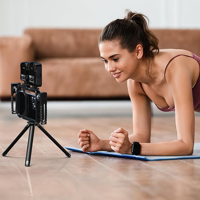 Upgraded Universal Smartphone Video Rig with Handles 67mm Filter Adapter Anti Drop, Phone Cage Stabilizer for Video Recording, Handheld Filmmaking Vlog Case Stabilizer for Videomaker