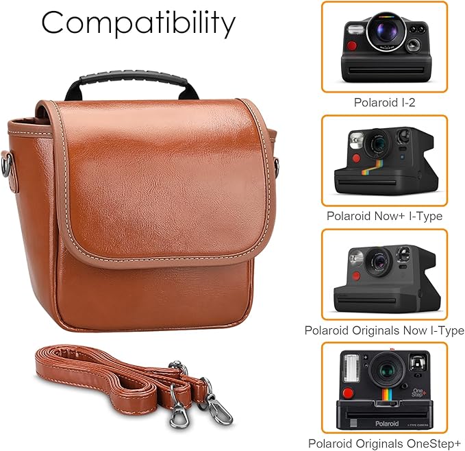 Fintie Camera Bag Compatible with Polaroid Now+ Generation 3/2/1 I-Type, Polaroid Now Gen 3rd/2nd/1st, OneStep 2 VF, I-2 Instant Film Camera Travel Shoulder Case with Adjustable Strap Accessories