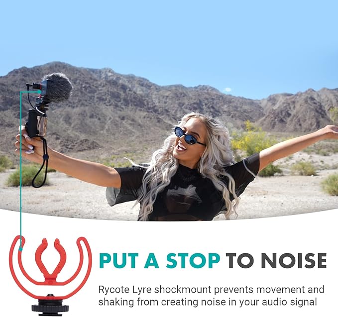Movo SMVXR10RY Upgraded Rycote Lyre Shockmount for Shotgun Video Microphones 19mm to 22mm in Diameter. Shock Mount with Camera Shoe Mount VXR10, VXR10-PRO, and Similar On Camera Mics
