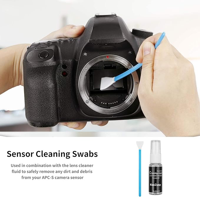 KuuZuse Professional DSLR Camera Cleaning Kit with APS-C Cleaning Swabs, Microfiber Cloths, Camera Cleaning Pen, for Camera Lens, Optical Lens and Digital SLR Cameras.