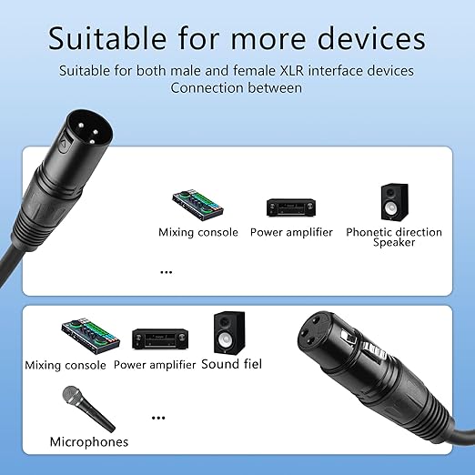 CERRXIAN XLR Microphone Coiled Cable, Male to Female Cable, Balanced XLR Cable 8 Feet, Oxygen-Free Copper Mic Cables, xrl Speaker Cables - Black