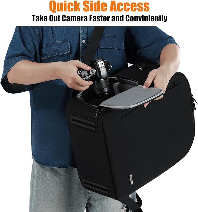 Cwatcun DSLR Camera Backpack，Large DSLR Camera Bag with 17" Laptop Compartment, Waterproof & Tripod Ready