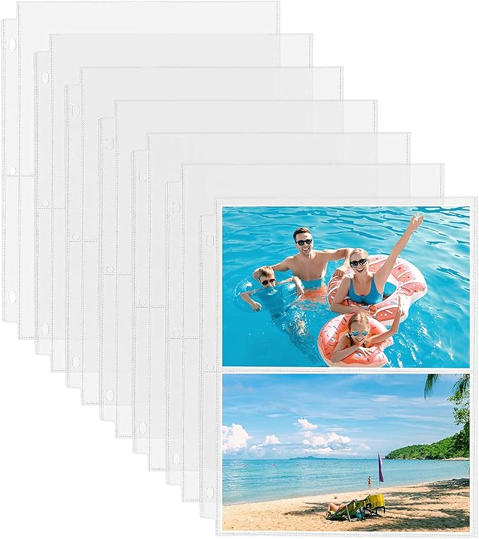 Fabmaker 30 Pack Photo Sleeves for 3 Ring Binder - (5x7, for 120 Photos), Archival Photo Page Protectors 5x7, Clear Plastic Photo Album Refill Pages Photo Pockets, Postcard Sleeves, Acid-Free