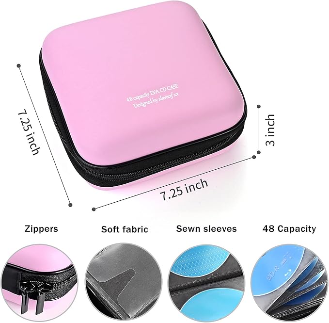 DVD Case, EVA CD Case Holder Storage Organizer Portable Protective DVD Wallet Holder for Car