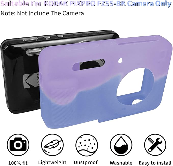 Easy Hood Camera Case for Kodak PIXPRO FZ55, Soft Silicone Cover Anti-Scratch Slim Fit FZ55 DSLR Camera Sleeve Body Skin Travel Protective Case, Pink Purple