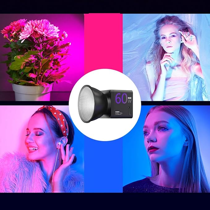 Handheld Portable Video Light, Live Streaming Atmosphere Lighting, LED Video Light with RGB & 24 Scene Modes, 60W 2500 6500K Adjustable Charging Type C for Outdoor & Shooting (B)
