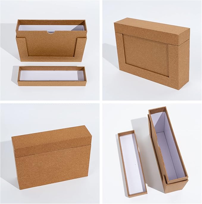Aiuonenian Photo Storage Boxes 5x7, Cardboard Photo Boxes For Pictures, Family Photos Storage Box Set, Photo Album Box, Small Photo Storage Box Archival For Couple Photos, Postcards Box (Brown)