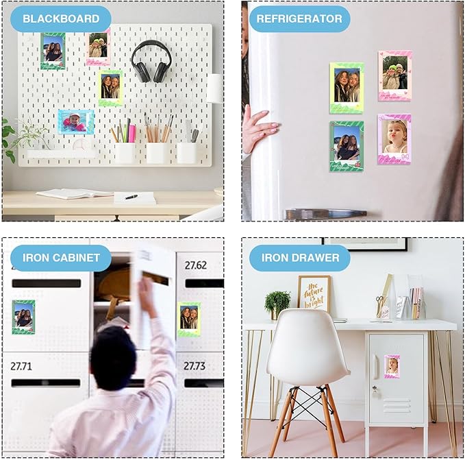 CAIYOULE Mini 3" Picture Frame for Fujifilm Instax Mini 41/12/11/EVO/SE/9/8/7+/99 Film Photo and Polaroid 3.4x2.2 Photo Frame Wallet Size Photo Refrigerator Tabletop Display Use, 5 Pack Colorful