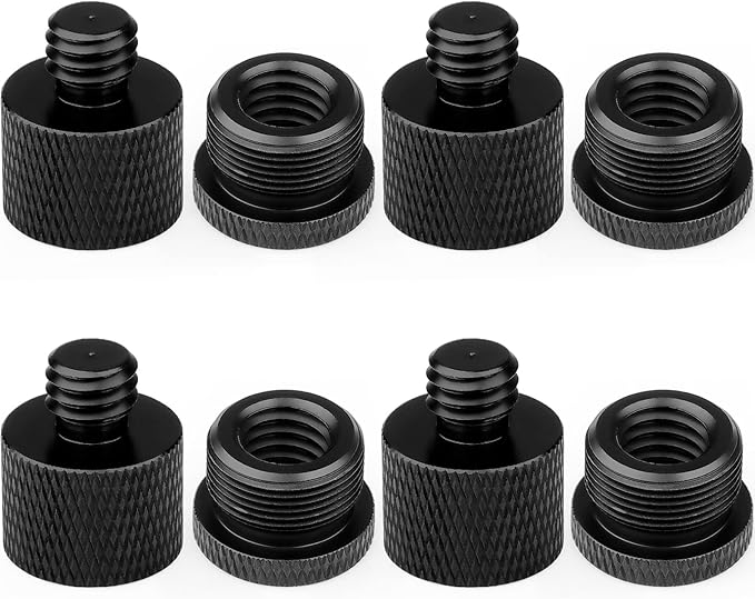 Mic Stand Adapter 3/8 Female to 5/8 Male Microphone Stand Adapter and 5/8 Female to 3/8 Male Mic Thread Adapter for Blue Yeti Snowball Boom Arm Mic Stand Mount to Tripod, Combo 8 Pack by ChromLives