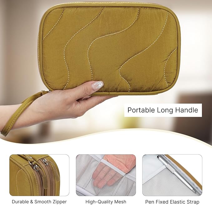 Skycase Tech Pouch - Lightweight Electronics Organizer Travel Case, Double Layers Travel Cable Organizer, All-in-One Storage Bag for Charger, Cord, Phone, Flash Drive, Accessories