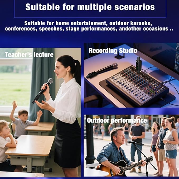 Diyeeni 2.4GHz Wireless XLR Microphone Transmitter Receiver, Plug and Play Wireless Mic Adapter with 24Bit 48kHz Audio Quality for Dynamic Condenser Mics Cameras PA Systems (1 for 1)