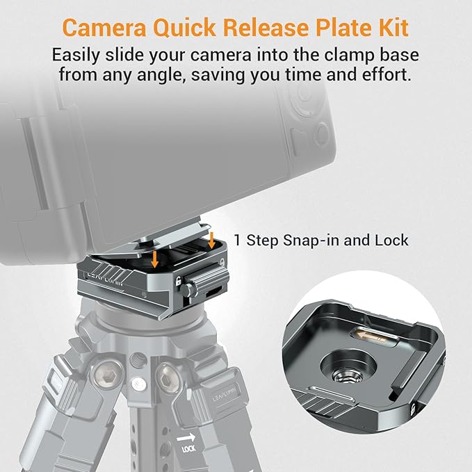 Leaplumin Camera Quick Release Plate Kit with Double Secure Safety Lock，Aluminium Quick Release Plate Arca QR Clamp with Quick Switch Auto Lock Design，Arca Type Quick Release Plate Kit with Leveler