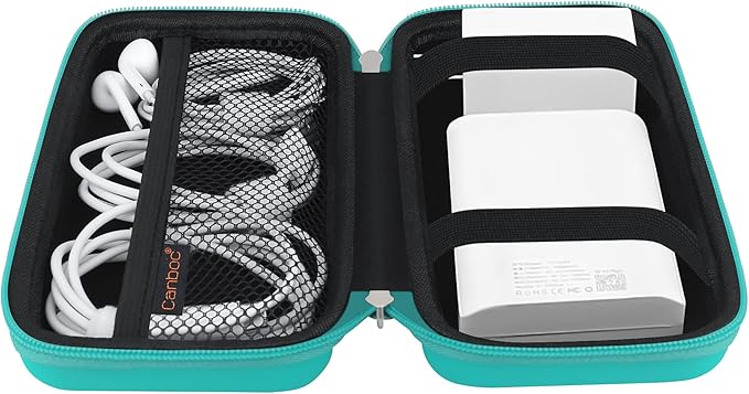 Canboc Electronics Travel Organizer, MacBook Charger Carrying Case, Electronic Accessories Portable Cable Storage Bag for Charging Cord, Power Adapter, MagSafe, USB Hub, Power Bank, Earbuds, Turquoise