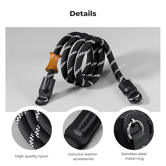 K&F CONCEPT Camera Neck Strap,100cm Nylon Rope Camera Shoulder Strap with O-ring for DSLR Camera