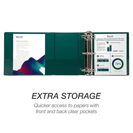 Samsill Durable 6 inch 3 Ring Binder, Made in USA, Locking D Ring FSC 100% Recycled Chipboard, Green