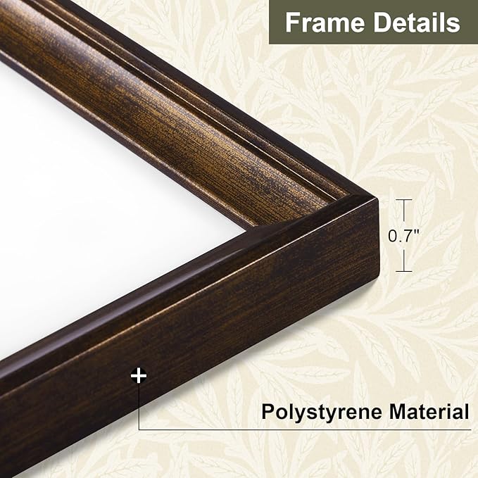 Vittanly 12x12 Picture Frame Set of 4, Vintage Photo Frame for Wall or Tabletop, Display 8x8 Pictures with Mat or 12x12 without Mat, Rustic Farmhouse Home Decor, Brown