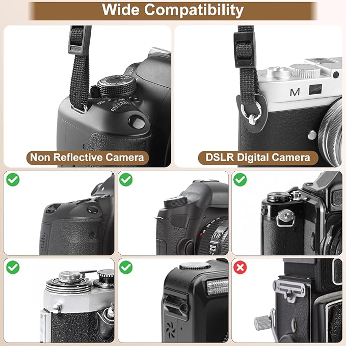 Neck Strap Silicone Camera Straps - Padded Camera Strap, 1.5" Wide Adjustable Nylon Shoulder Strap - Compatible with Canon, Nikon, Sony, and More DSLR and Mirrorless Cameras (Black)